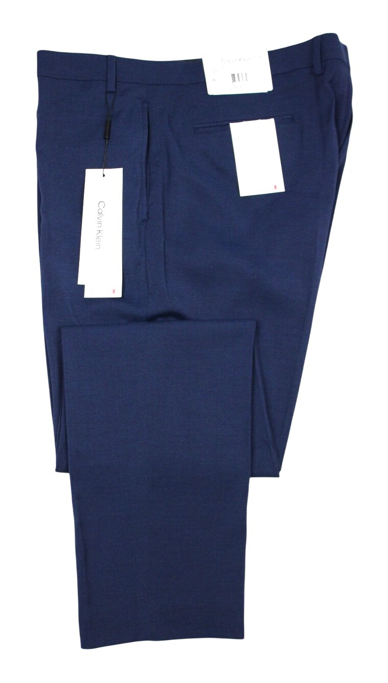 Calvin Klein Dress Pants Mens 44x32 Blue Jerome X Slim Fit Stretch Flat Front